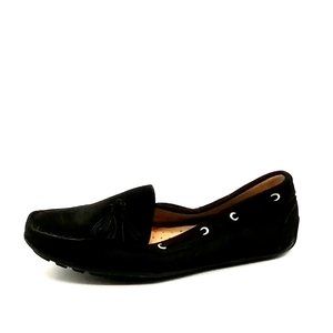 Driver Club USA Womens Leather Moccasin Loafers‎ Black Moc Toe Fringe Accent 5
